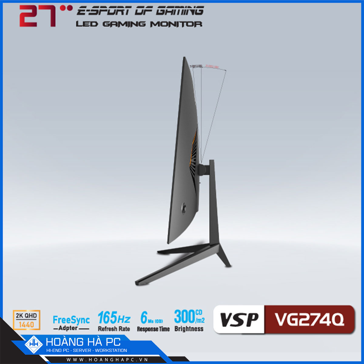 Màn hình VSP Gaming VG274Q (27 inch/ 2K/ VA/ 165Hz) - Ảnh 5