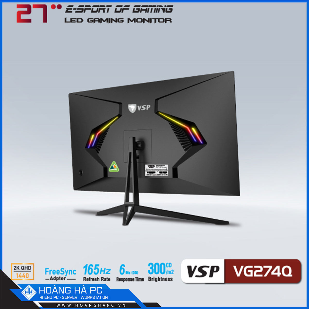 Màn hình VSP Gaming VG274Q (27 inch/ 2K/ VA/ 165Hz) - Ảnh 4